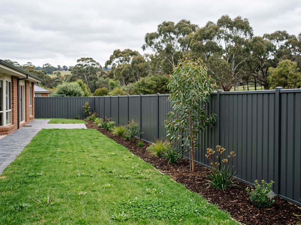New Colorbond fence along the boundary of a Myrtleford backyard